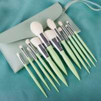 New Design Beauty High Quality Makeup Cosmetics Brushes 10pcs Set Light Green With Beauty PVC bag Customized