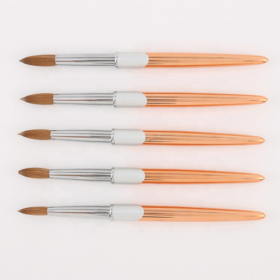 Rose Gold Professional Nail Art Tool Size 8 10 and 12 14 16 Unique Kolinsky Acrylic Nail Brush