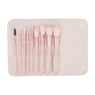 Professional Cosmetic Tools Personalized 9 pieces Pink Makeup Brush Set with Bag