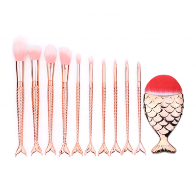 11pcs mermaid blending blush foundation crease brush wholesale makeup brush set